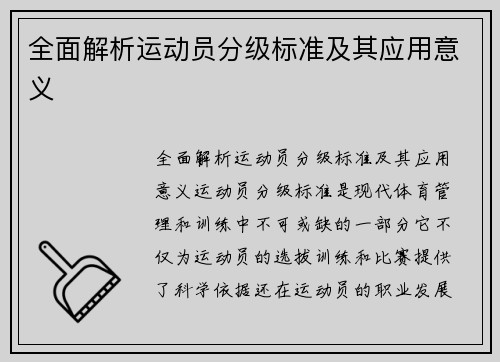 全面解析运动员分级标准及其应用意义